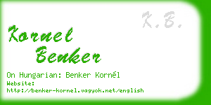 kornel benker business card